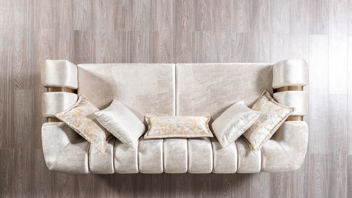 Santana Ivory Velvet Living Room Set from Nova Furniture - Luna Furniture