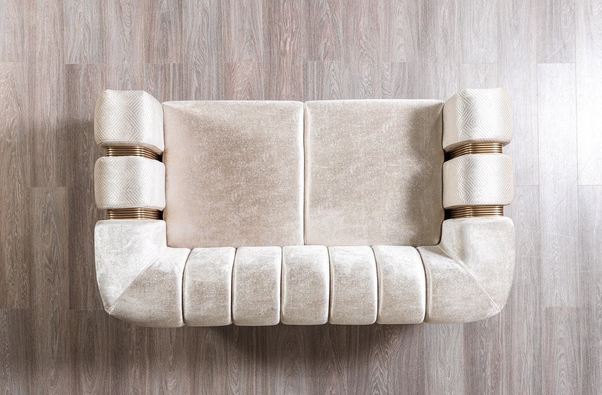 Santana Ivory Velvet Living Room Set from Nova Furniture - Luna Furniture