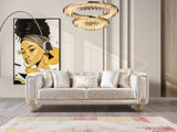 Santana Ivory Velvet Living Room Set from Nova Furniture - Luna Furniture