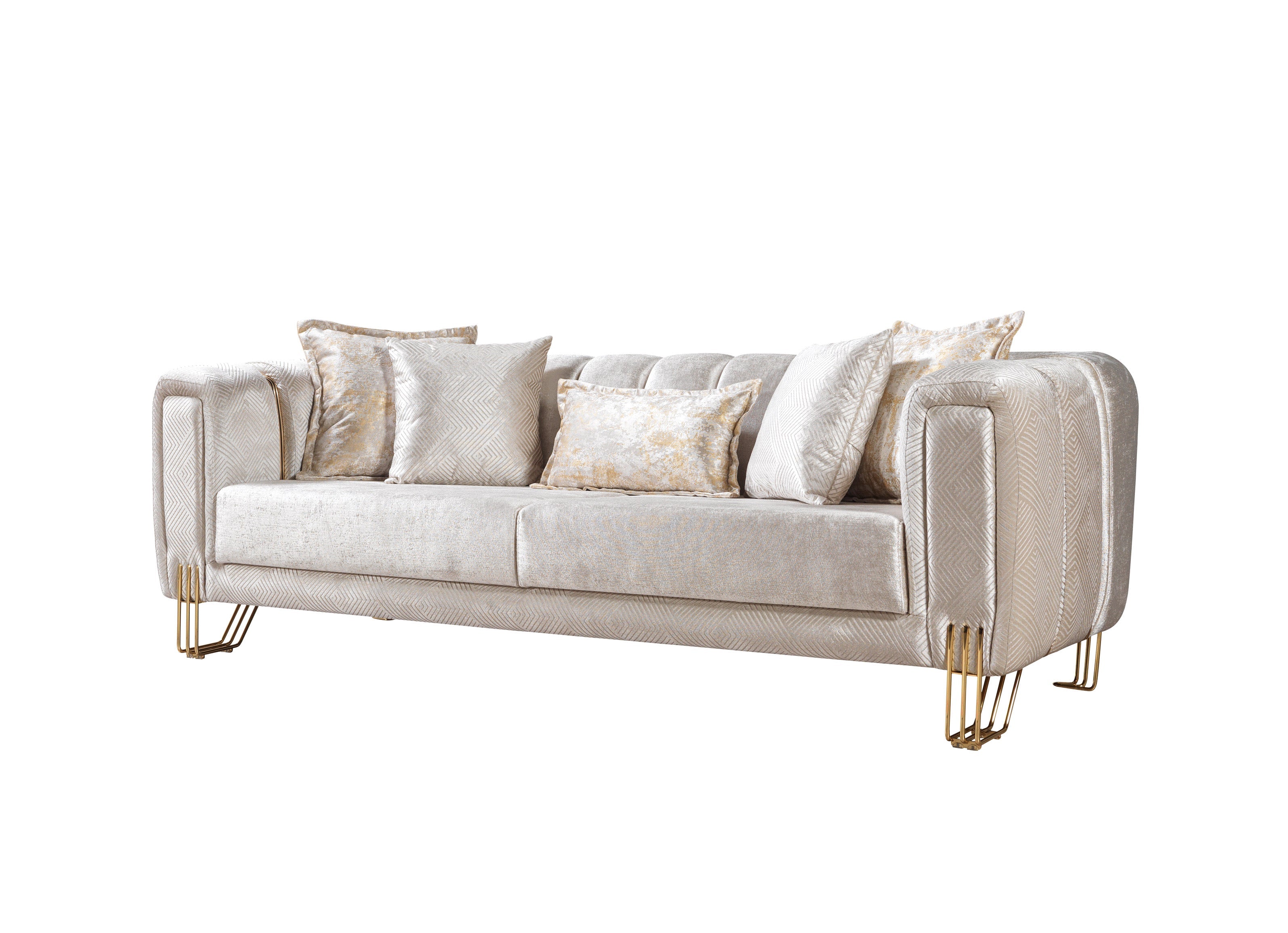 Nova Furniture Santana Ivory Velvet Living Room Set – Luna Furniture