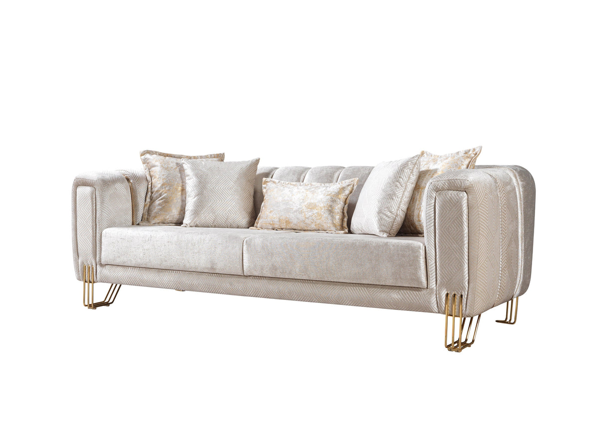 Santana Ivory Velvet Living Room Set from Nova Furniture - Luna Furniture