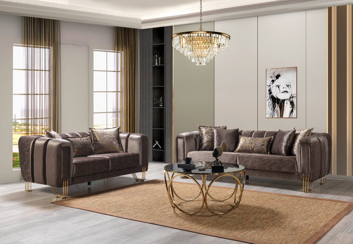 Santana Coffee Velvet Living Room Set from Nova Furniture - Luna Furniture