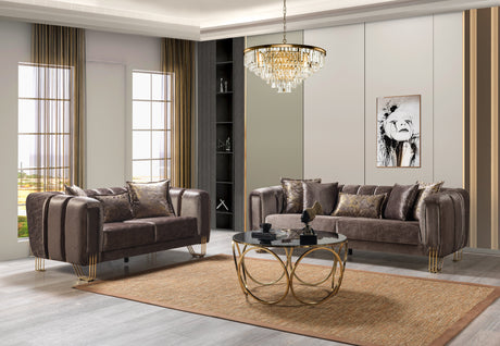 Santana Coffee Velvet Living Room Set from Nova Furniture - Luna Furniture