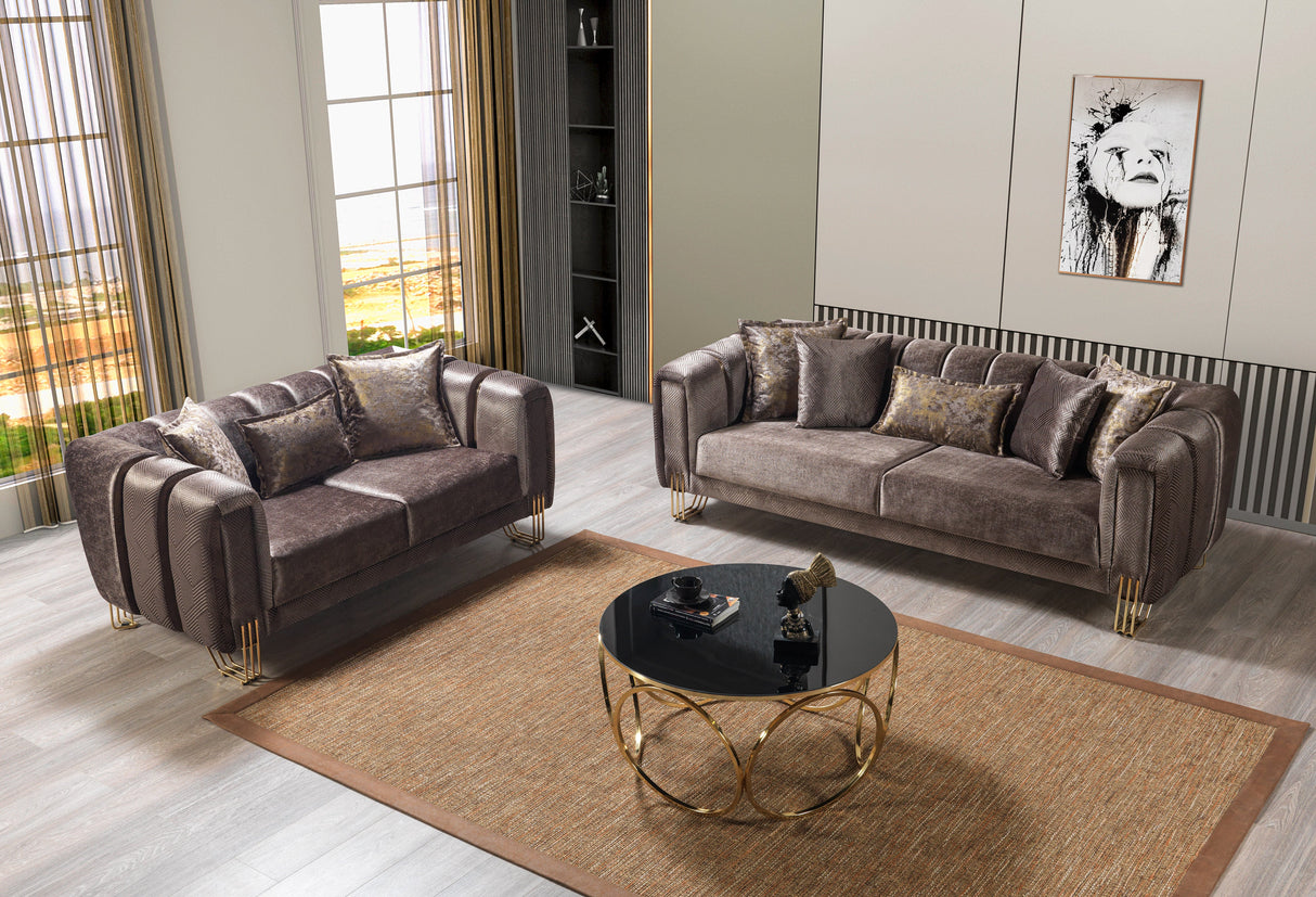 Santana Coffee Velvet Living Room Set from Nova Furniture - Luna Furniture