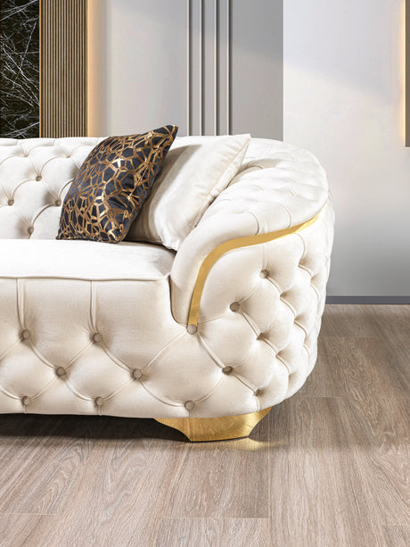 Lupino Ivory Velvet Living Room Set from Nova Furniture - Luna Furniture