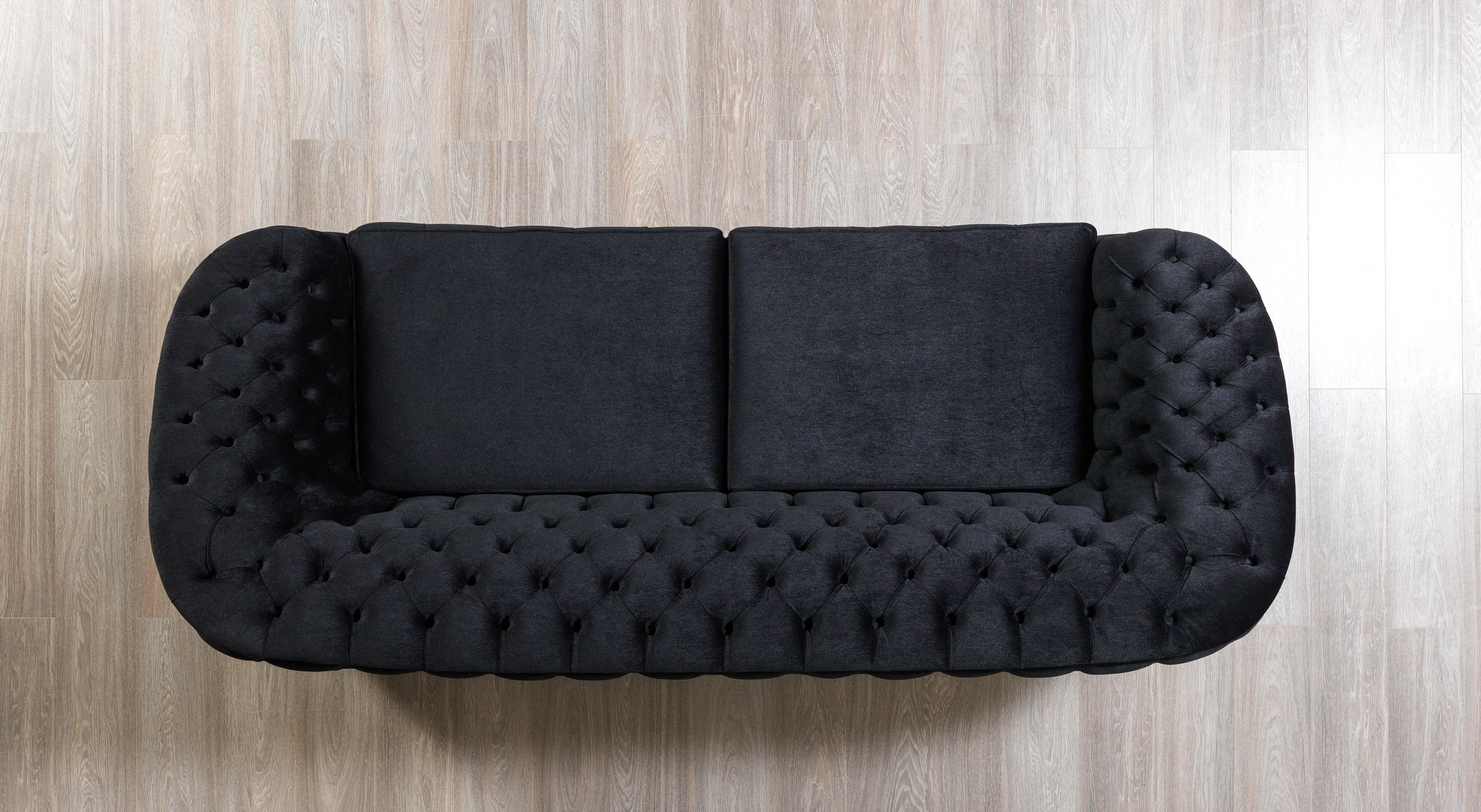 Lupino Black Velvet Living Room Set - Luna Furniture