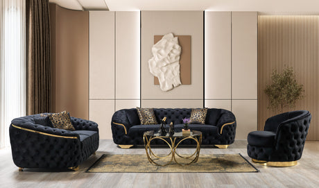 Lupino Black Velvet Living Room Set from Nova Furniture - Luna Furniture