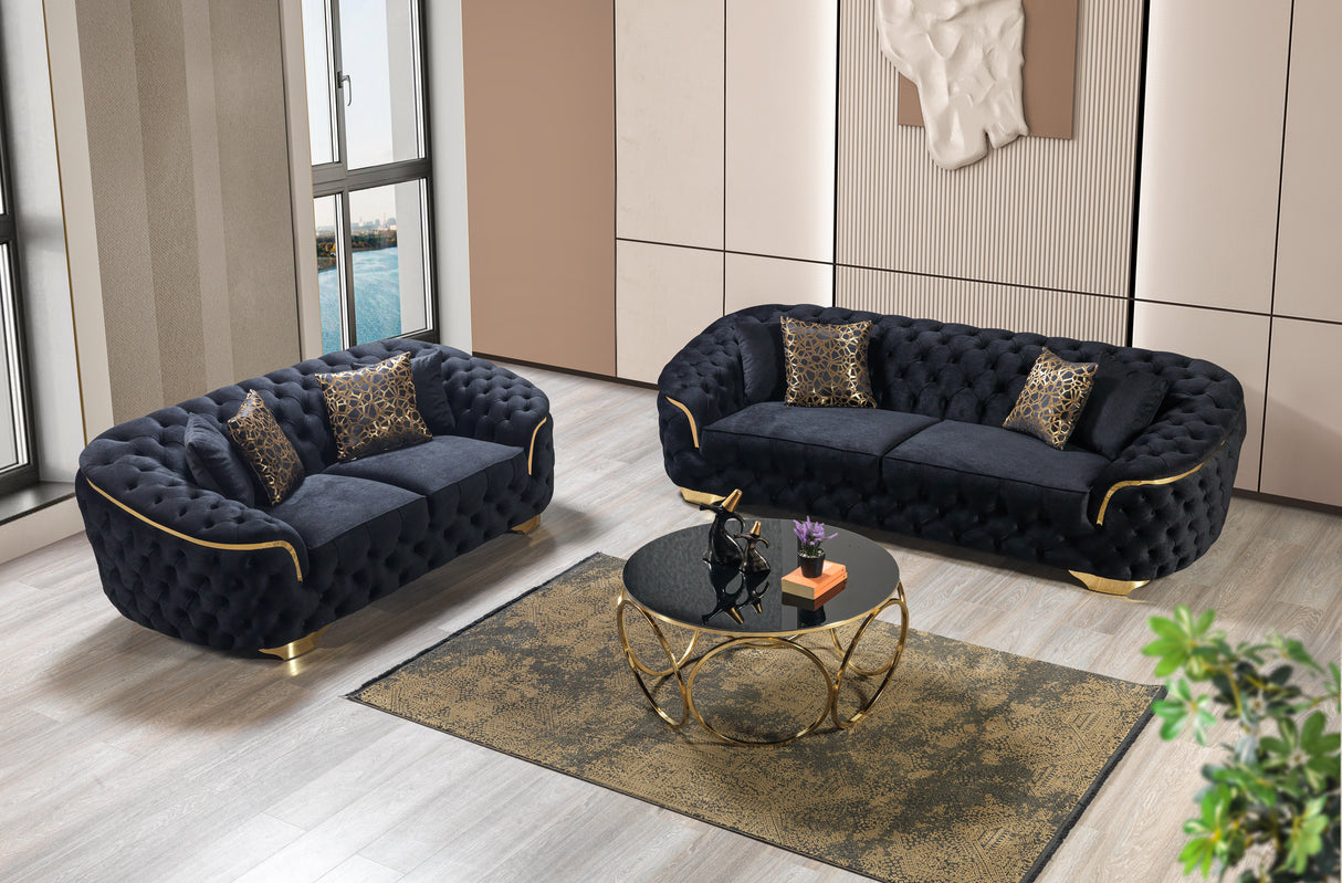 Lupino Black Velvet Living Room Set from Nova Furniture - Luna Furniture