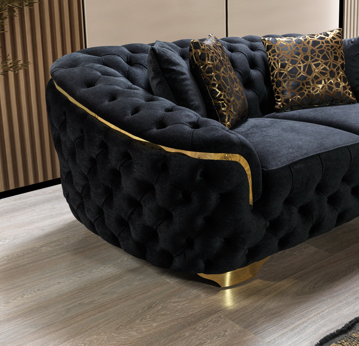 Lupino Black Velvet Living Room Set from Nova Furniture - Luna Furniture