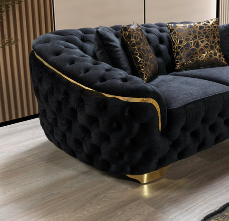 Lupino Black Velvet Living Room Set from Nova Furniture - Luna Furniture