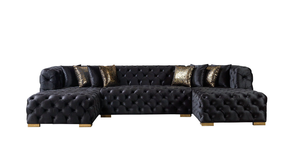 Neva Black Velvet Double Chaise Sectional from Nova Furniture - Luna Furniture