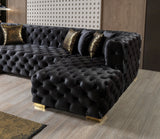 Neva Black Velvet Double Chaise Sectional from Nova Furniture - Luna Furniture