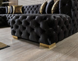 Neva Black Velvet Double Chaise Sectional from Nova Furniture - Luna Furniture