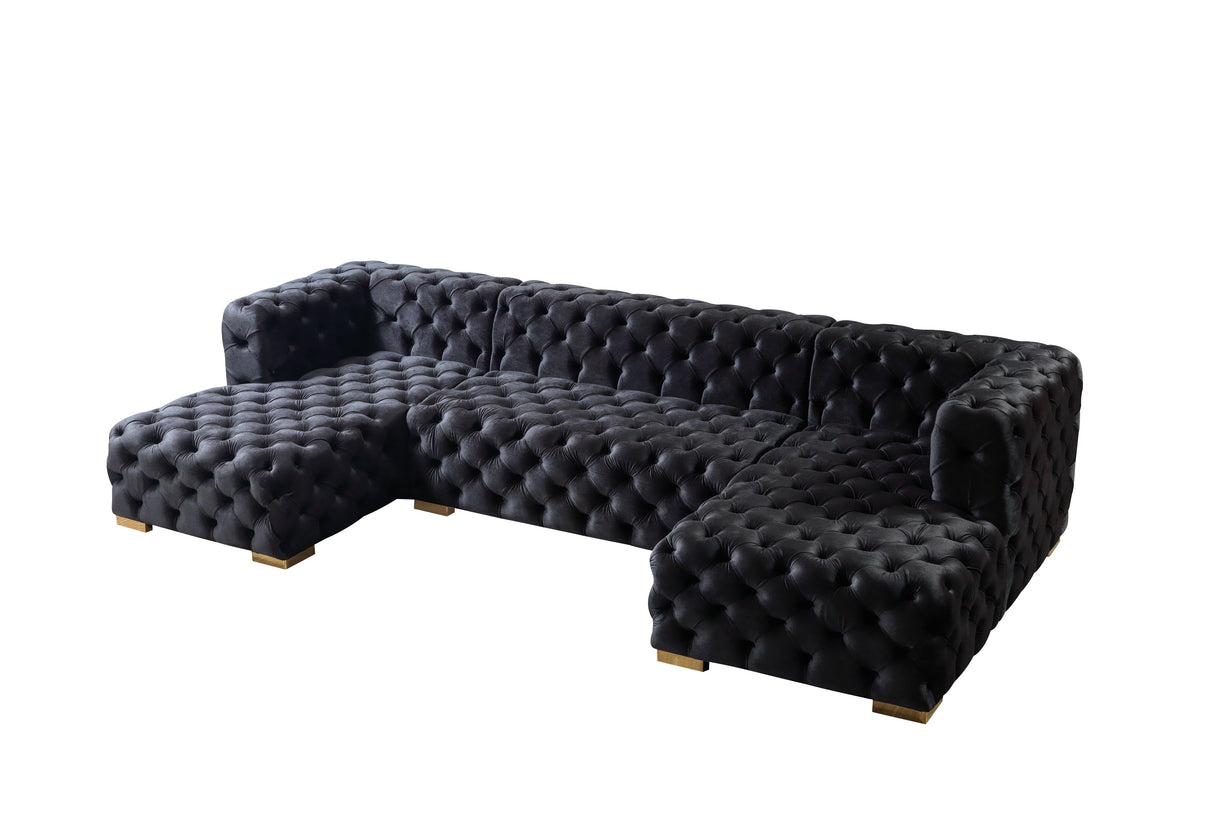 Neva Black Velvet Double Chaise Sectional from Nova Furniture - Luna Furniture