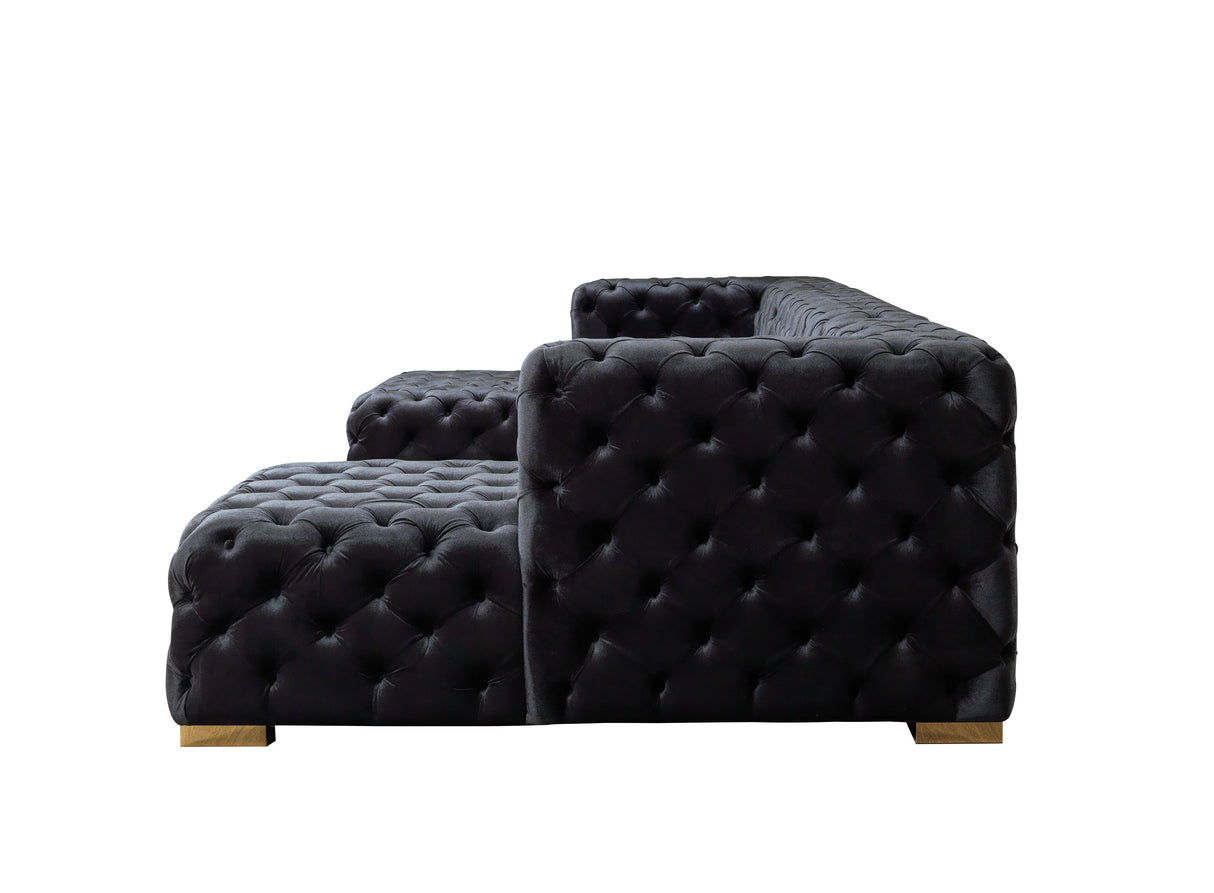 Neva Black Velvet Double Chaise Sectional from Nova Furniture - Luna Furniture