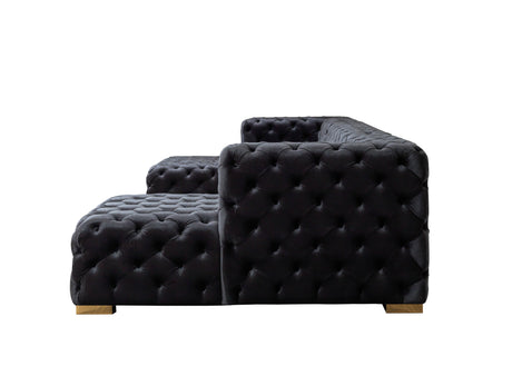 Neva Black Velvet Double Chaise Sectional from Nova Furniture - Luna Furniture