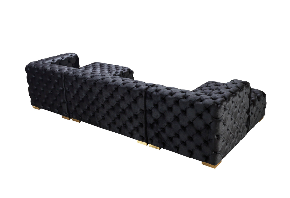 Neva Black Velvet Double Chaise Sectional from Nova Furniture - Luna Furniture