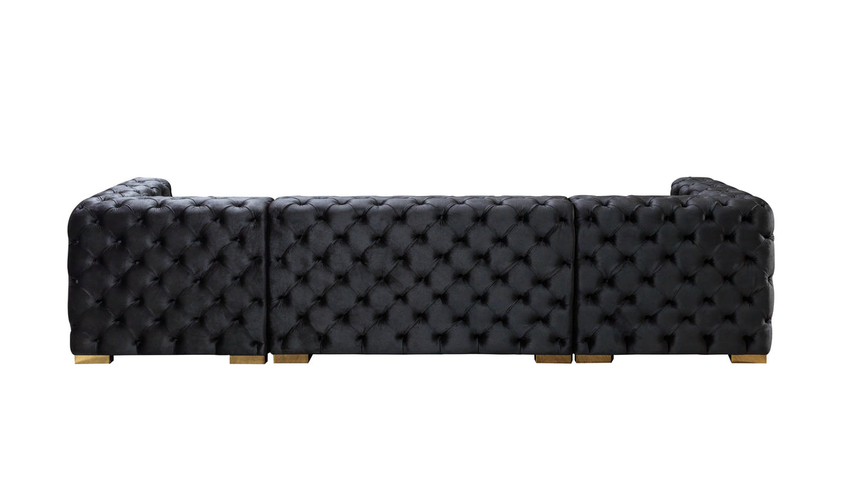 Neva Black Velvet Double Chaise Sectional from Nova Furniture - Luna Furniture