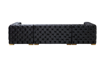 Neva Black Velvet Double Chaise Sectional from Nova Furniture - Luna Furniture