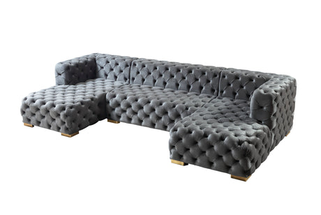 Neva Gray Velvet Double Chaise Sectional from Nova Furniture - Luna Furniture