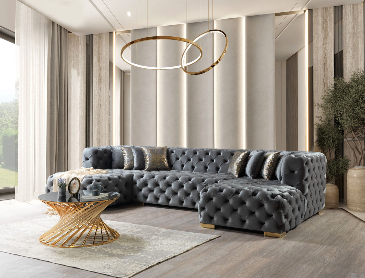 Neva Gray Velvet Double Chaise Sectional from Nova Furniture - Luna Furniture