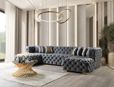 Neva Gray Velvet Double Chaise Sectional from Nova Furniture - Luna Furniture