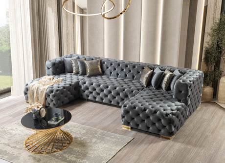 Neva Gray Velvet Double Chaise Sectional from Nova Furniture - Luna Furniture