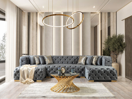 Neva Gray Velvet Double Chaise Sectional from Nova Furniture - Luna Furniture