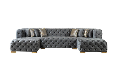 Neva Gray Velvet Double Chaise Sectional from Nova Furniture - Luna Furniture