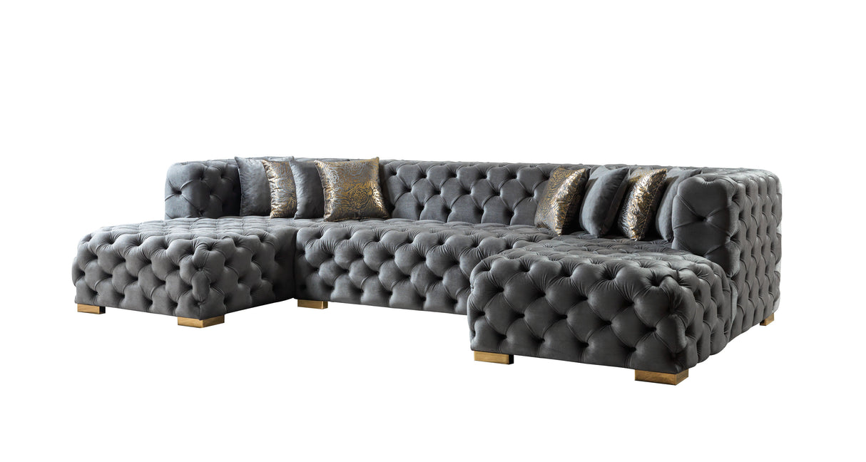 Neva Gray Velvet Double Chaise Sectional from Nova Furniture - Luna Furniture