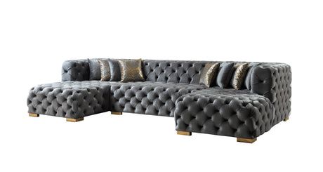Neva Gray Velvet Double Chaise Sectional from Nova Furniture - Luna Furniture