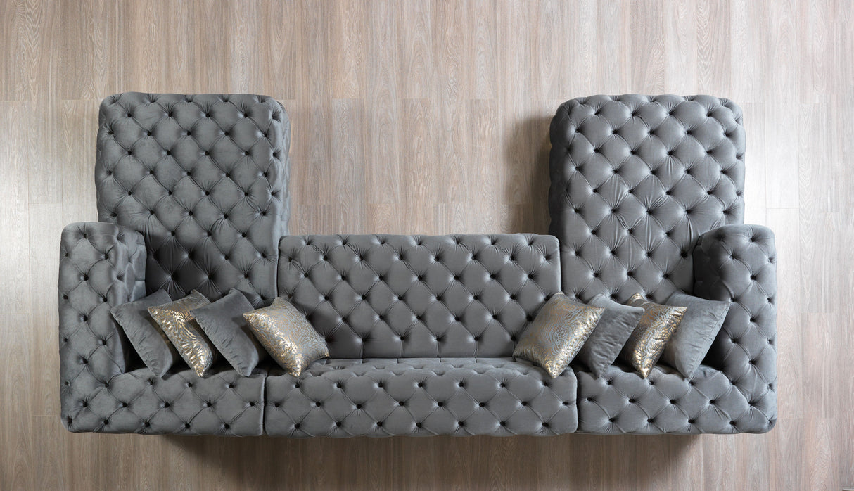 Neva Gray Velvet Double Chaise Sectional from Nova Furniture - Luna Furniture