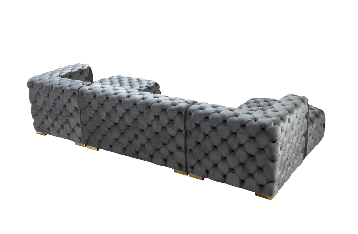 Neva Gray Velvet Double Chaise Sectional from Nova Furniture - Luna Furniture
