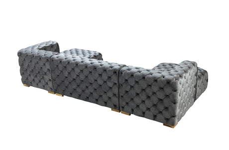 Neva Gray Velvet Double Chaise Sectional from Nova Furniture - Luna Furniture