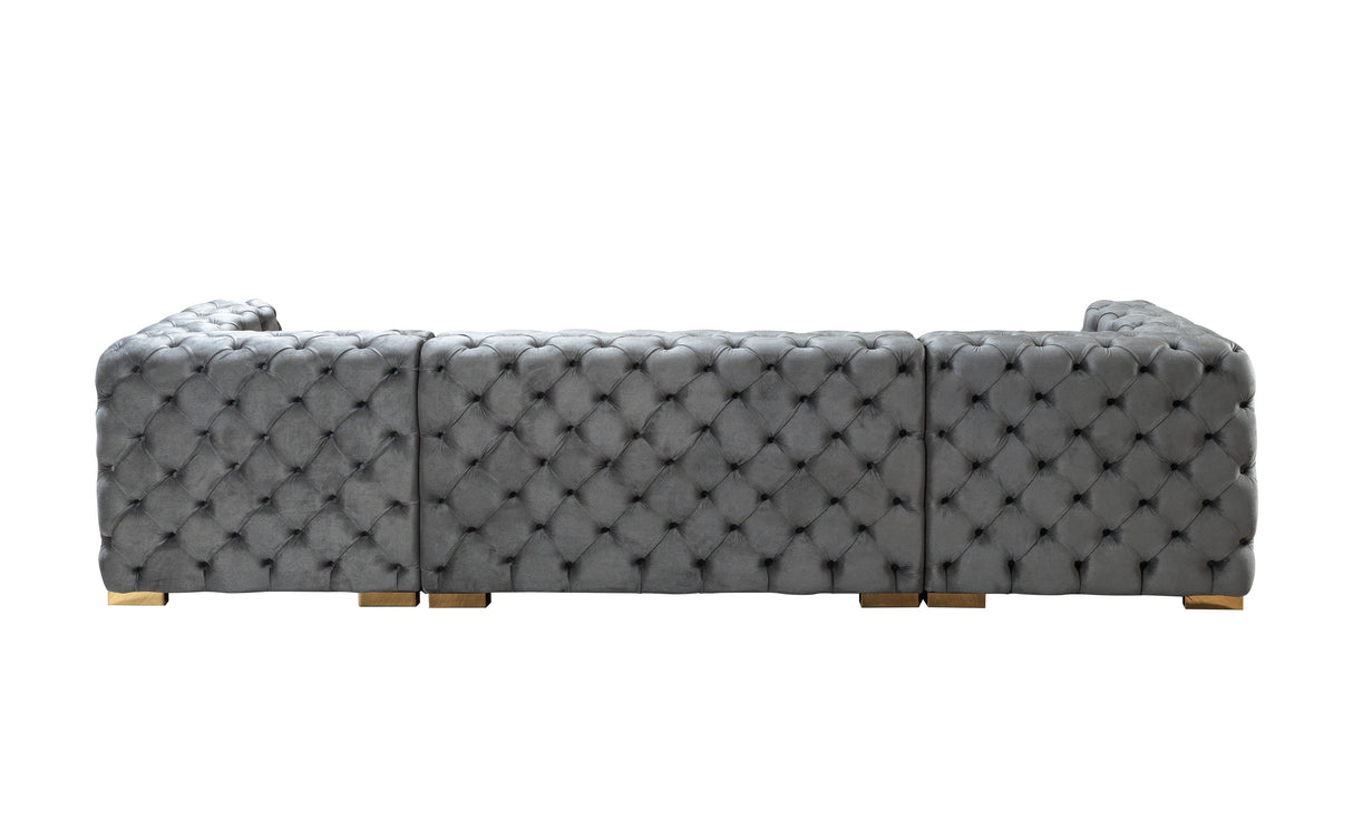 Neva Gray Velvet Double Chaise Sectional from Nova Furniture - Luna Furniture