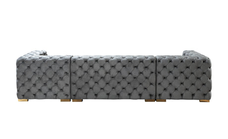 Neva Gray Velvet Double Chaise Sectional from Nova Furniture - Luna Furniture