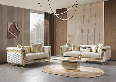 Anica Ivory Velvet Living Room Set (Sofa & Loveseat) from Nova Furniture - Luna Furniture