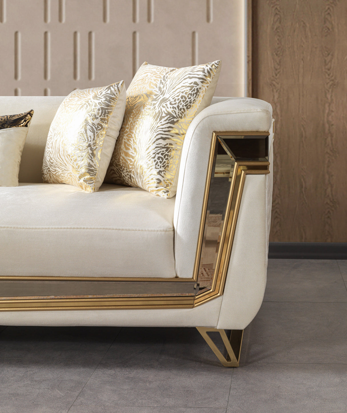 Anica Ivory Velvet Living Room Set (Sofa & Loveseat)