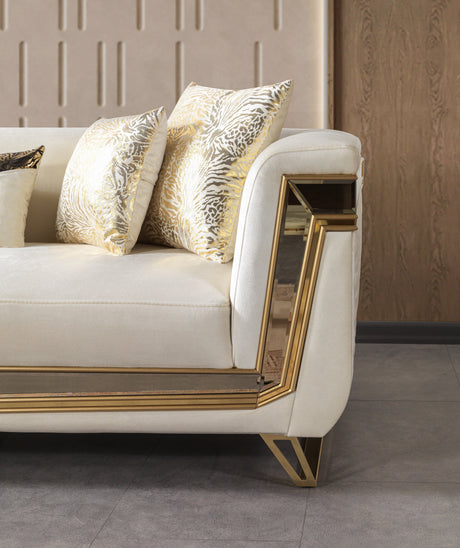 Anica Ivory Velvet Living Room Set (Sofa & Loveseat) from Nova Furniture - Luna Furniture