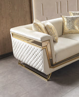 Anica Ivory Velvet Living Room Set (Sofa & Loveseat)