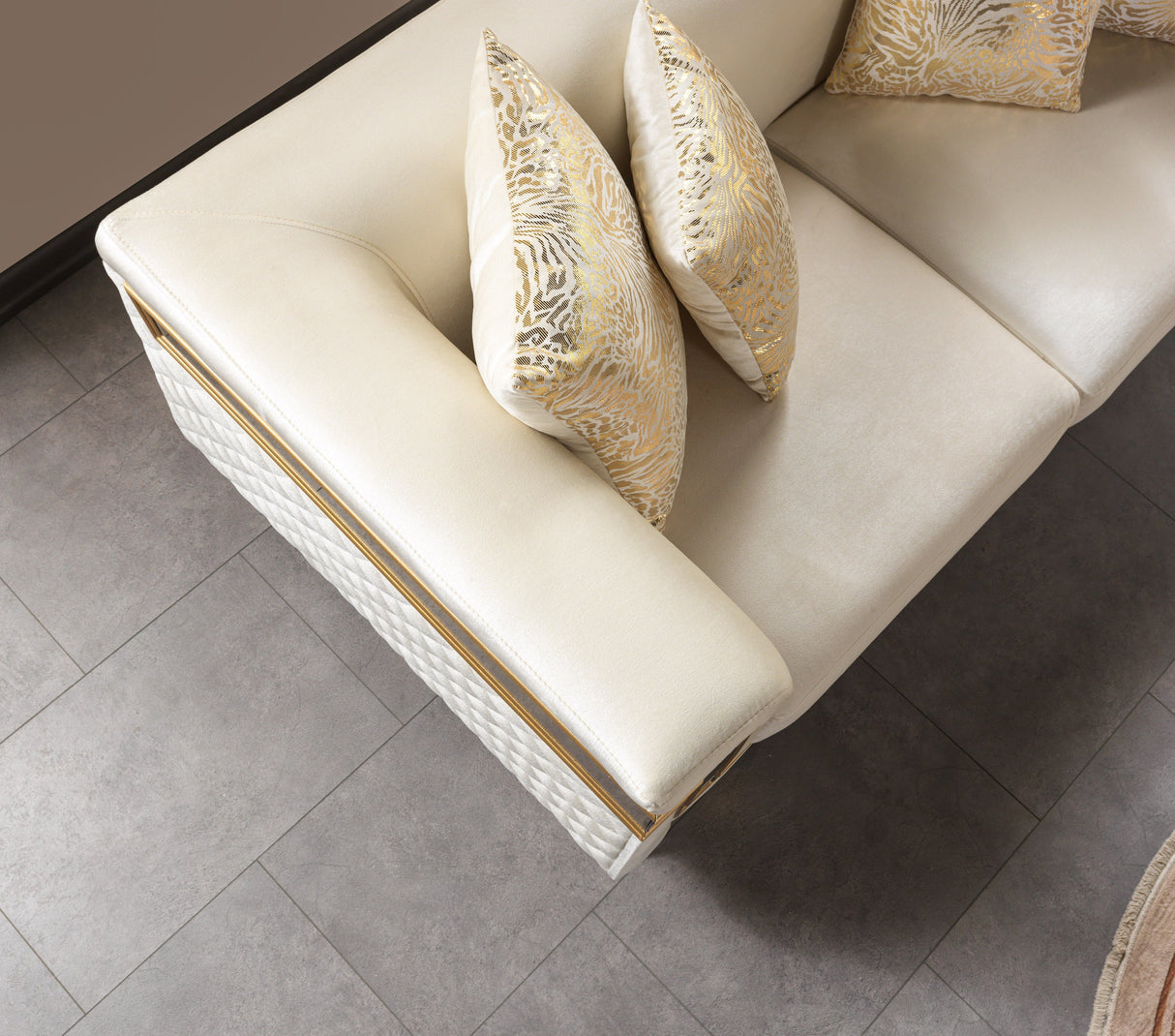 Anica Ivory Velvet Living Room Set (Sofa & Loveseat)