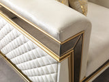Anica Ivory Velvet Living Room Set (Sofa & Loveseat)