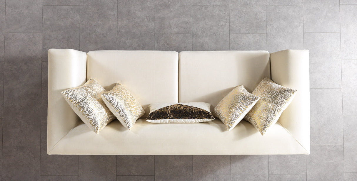 Anica Ivory Velvet Living Room Set (Sofa & Loveseat)