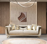 Anica Ivory Velvet Living Room Set (Sofa & Loveseat)