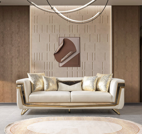 Anica Ivory Velvet Living Room Set (Sofa & Loveseat) from Nova Furniture - Luna Furniture