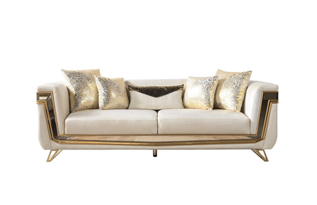Anica Ivory Velvet Living Room Set (Sofa & Loveseat) from Nova Furniture - Luna Furniture