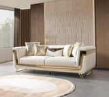 Anica Ivory Velvet Living Room Set (Sofa & Loveseat)