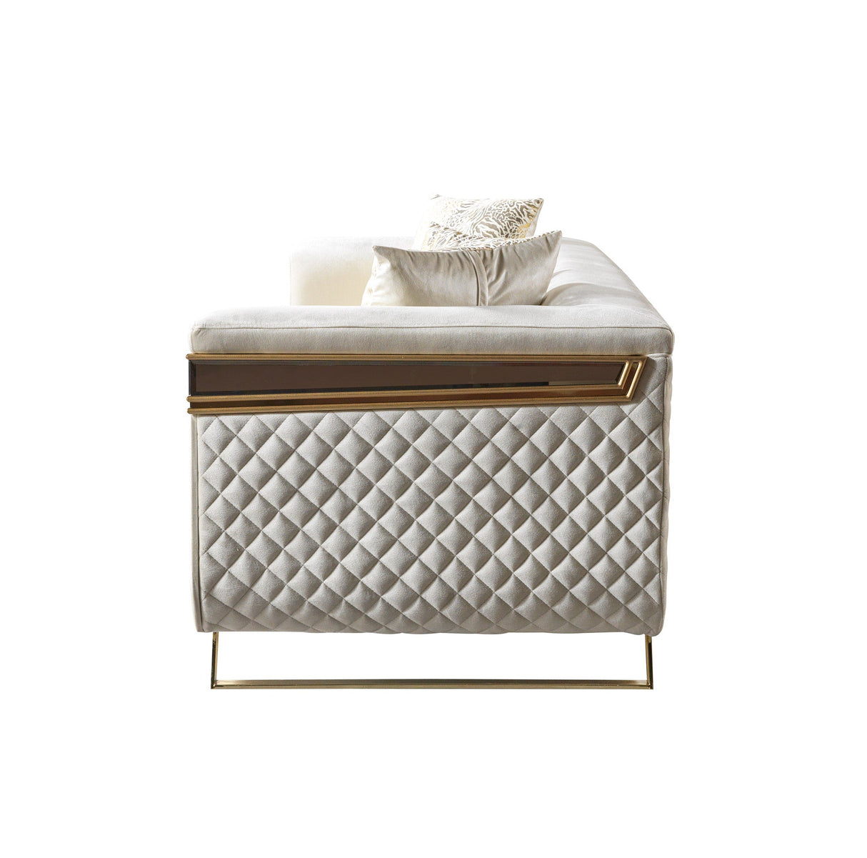 Anica Ivory Velvet Living Room Set (Sofa & Loveseat)