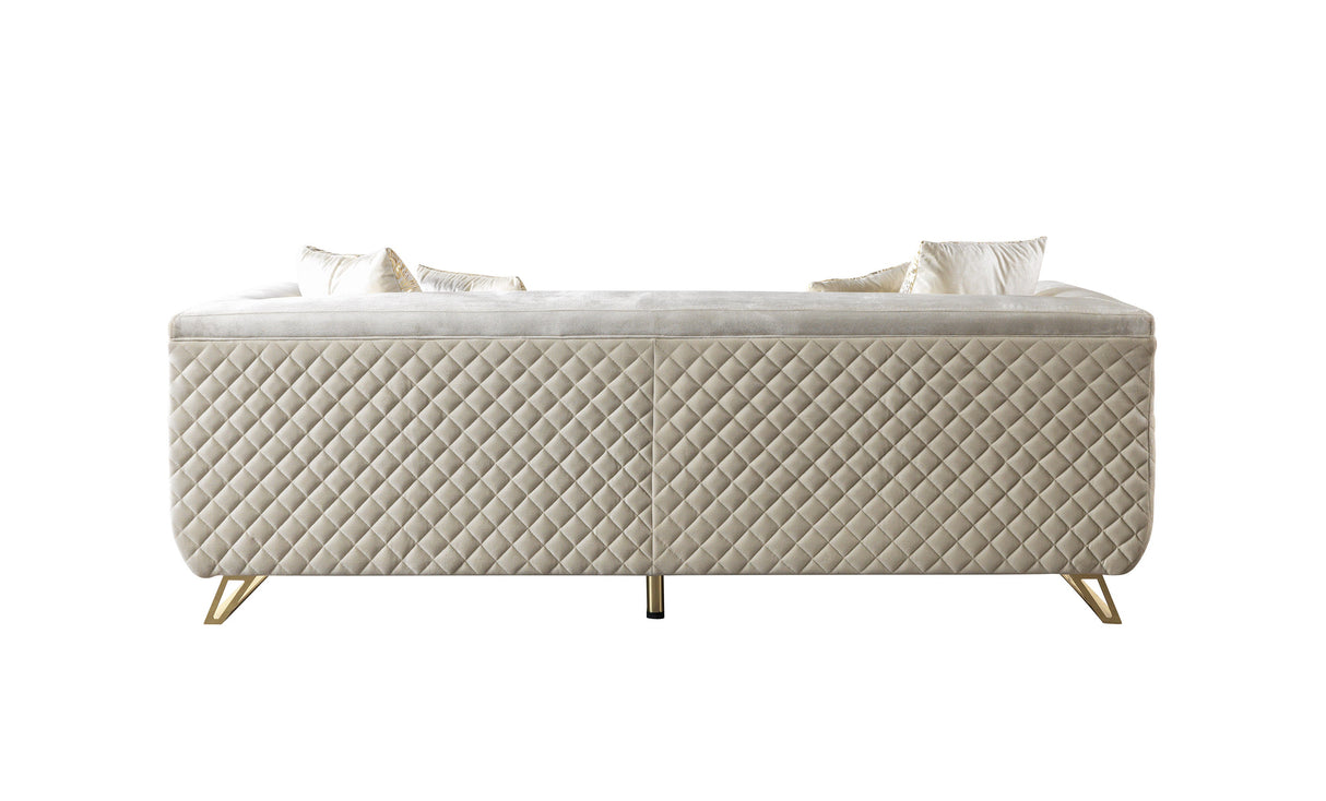 Anica Ivory Velvet Living Room Set (Sofa & Loveseat)