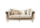 Anica Ivory Velvet Living Room Set (Sofa & Loveseat)